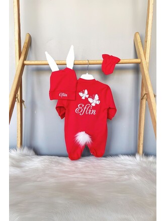 Hastane Çıkış Seti 3’lü Kelebek Motifli İtalik yazılı