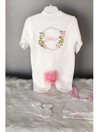 Hastane Çıkış Seti 3’lü Kır ÇiçekliTavşanlı Tulum 2