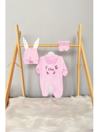 Hastane Çıkış Seti 3’lü  Kanatlı Çiçek Modeli