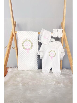 Hastane Çıkış Seti 4’lü Kır Çiçeği Dantelli