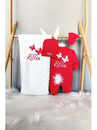 4’lü Hastane Çıkış Seti Kelebek Yazılı Model