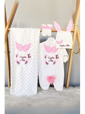 Hastane Çıkış Seti 4’lü Çiçekli Çelenk Kanatlı