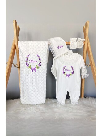 4’lü Hastane Çıkış Seti Dantelli Lavanta