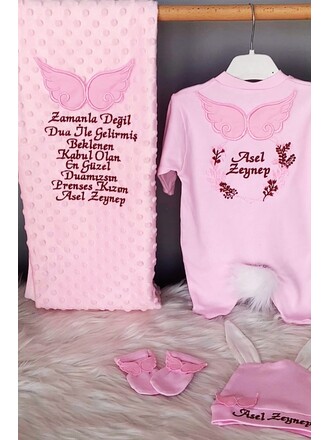 Hastane Çıkış Seti Çiçek Çelenk Kanatlı Özel Yazılı