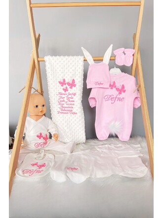 10’lu Hastane Çıkış Seti Kelebekli Özel Yazılı