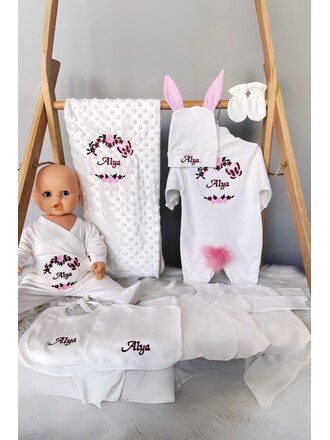 10’lu Hastane Çıkış Seti Kelebek Çiçekli Model