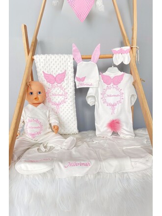 10’lü Hastane Çıkış Seti Çiçek Demetli Kanatlı Model