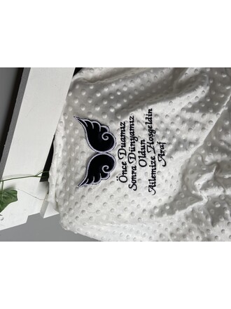 Hastane Çıkış Set Battaniyesi Kanatlı Özel Yazılı