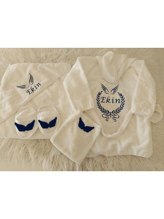 Hastane Çıkış Set Bornozu Melek Taclı