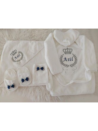 Hastane Çıkışı Set Bornozu Kral Taclı