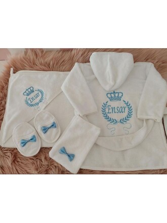 Hastane Çıkış Seti Bornoz Takımı Kral TacLı