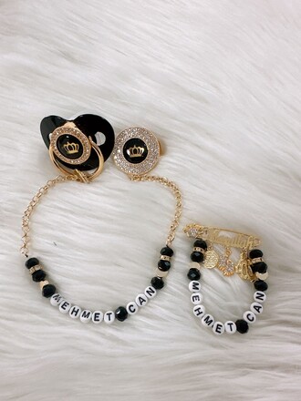 Dolgulu Kral Taçlı Emzik Zinciri